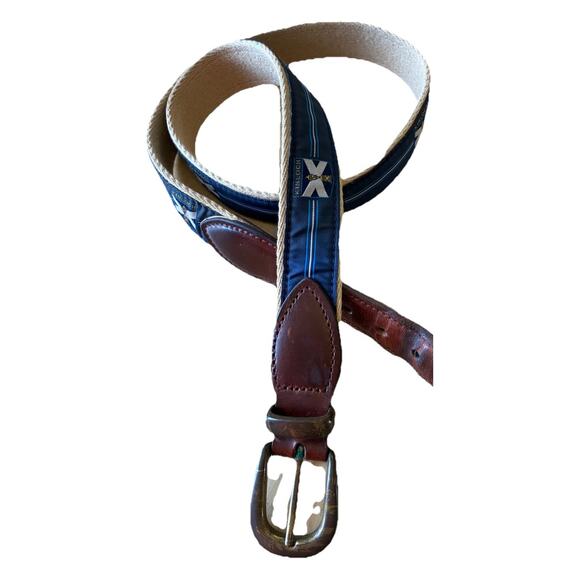 YRI Leather Canvas Belt KINLOCH Golf Blue Men's Size 36 / 90 Outdoor Preppy 90s - Picture 2 of 7